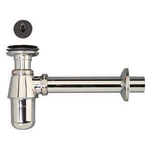 SIPHON LAVABO + CREPINE     5/4X5/4X60 + BOUCHON CHR
