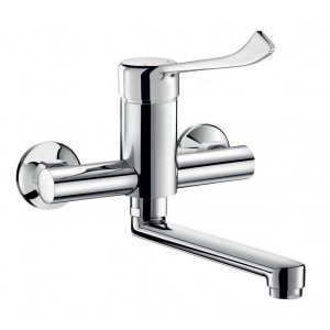 MIT. EVIER MURAL MECA. BEC ORIENT. L.200, LEVIER, RACC.STD DELABIE