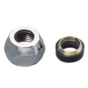 RACCORD COURT 1/2X8 AVEC BAGUE CONIQUE -CHROME