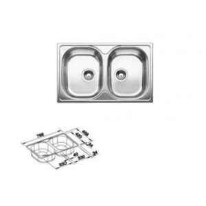 EVIER BLANCO +8 COMPACT 2 BACS 780X50 ENCASTRER INOX SATINER