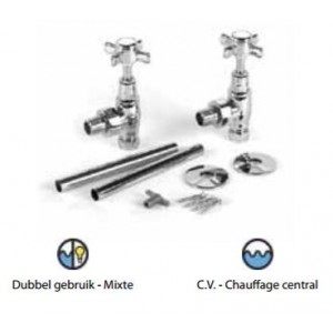 SET VANNE EQUERRE CHROME AQUA PRESTIGE