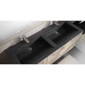 SLIDE SOLIDSURFACE PLAN DE TOILETTE 80 CM   NOIR GRANITÉ ALLIBERT