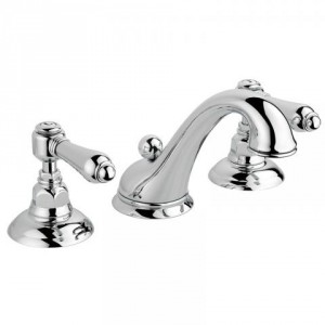 BATTERIE 3 TROUS /LAVABO CH+BEC ET VID. AUT.PT MT BLC  AQUA PREST