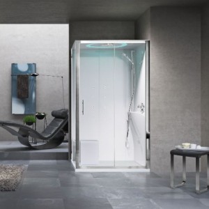 CAB DOUCH EON 2P 120X90 H11.5 GAUCHE+ THERMOST+HAMMAM EON NOVELLINI