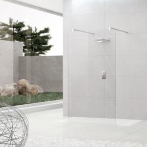 PAROI LIBRE KUADRAH3 134/136 H2000 MM VERRE 8MM .CHROMER/ TRANSP NOVELLINI