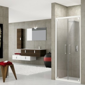 PORTE 2 BATTANTS ROSEB 90A96 HT 200CMTRANSP/BLANC  NOVELLINI