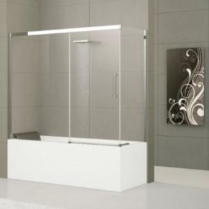 PORTE BAIN ROSE PHV 167 DROIT EXT.167-170 CM VERRE SATIN SILVER NOVELLINI