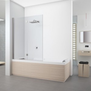 YOUNG 2.0- PAROI BAIN 2 ELEMENTS PIV180° 120x150H TRANSP/SILVER- DROITE