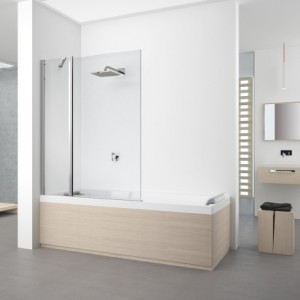 PAROI BAIN 1 FIXE+1 PIVOTANT. 98X150 TRANSP/SILVER  NOVELLINI