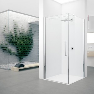 YOUNG 2 G 89 PORTE PIVOT.EXT.89-91CM VERRE TREMPE TRANSP. BLANC/  NOVELLINI