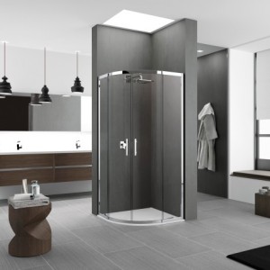 PAROI 1/4 DE ROND 90 TRANSPARENT/SILVER ZEPHYROS R NOVELLINI